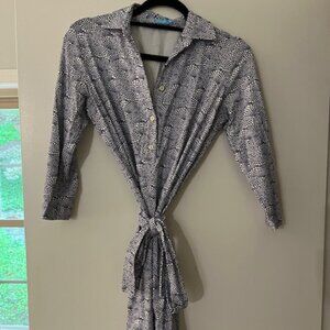 J. McLaughlin Light Blue and White Wrap Dress